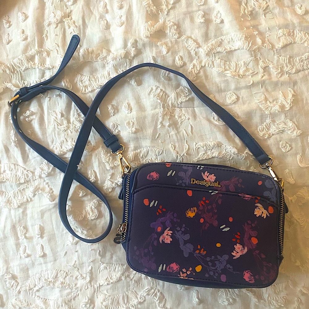 Desigual blue floral crossbody purse